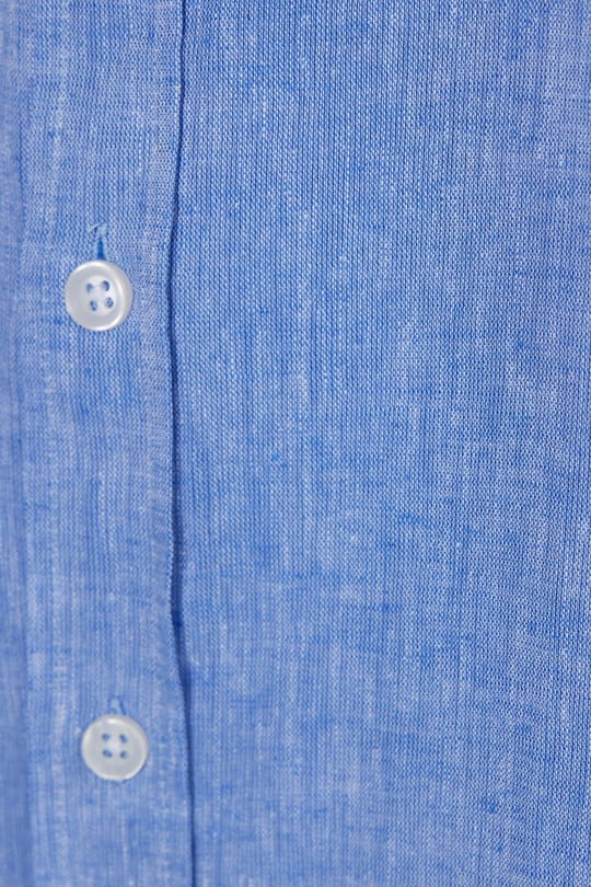 Erkek Slim Fit Dar Kesim Uzun Kollu Keten Premium Seri Düğmeli Yaka Spor Mavi Gömlek