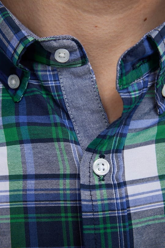 Slim Fit Uzun Kollu Düğmeli Yaka Pamuklu Ekose Spor Erkek Çok Renkli Gömlek