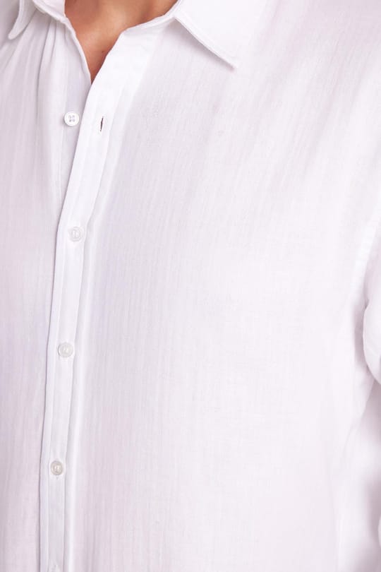 Erkek Slim Fit Dar Kesim Uzun Kollu %100 Pamuk Keten Doku Düz Biyeli Beyaz Gömlek