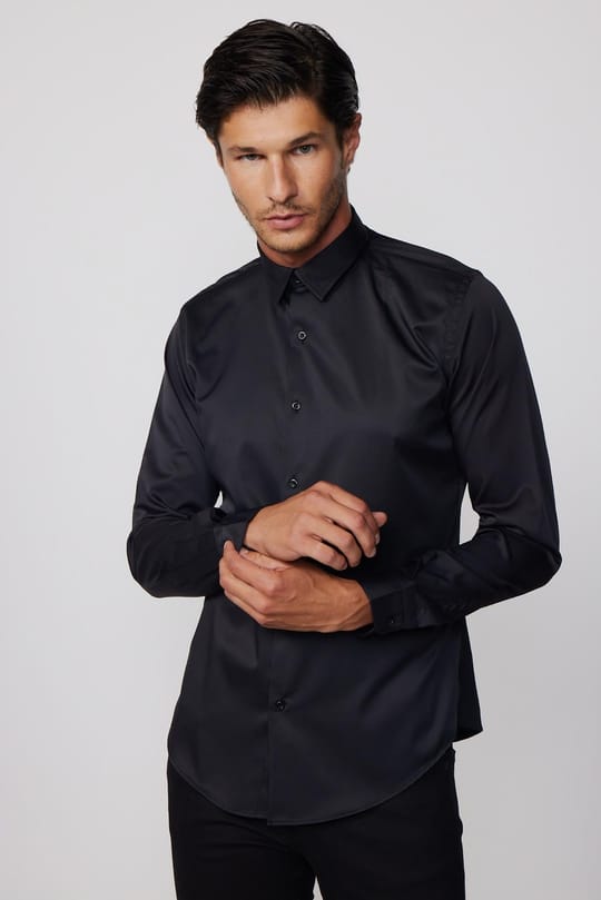 Slim Fit Uzun Kollu Likralı Düz Stretch Erkek Gömlek