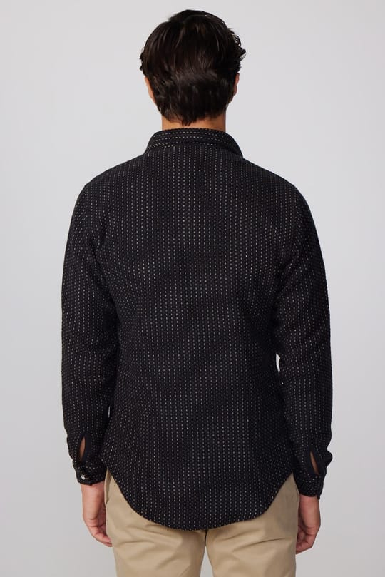 Erkek Slim Fit Dar Kesim Uzun Kollu Çizgili Çift Cepli Kışlık Oduncu Gömlek
