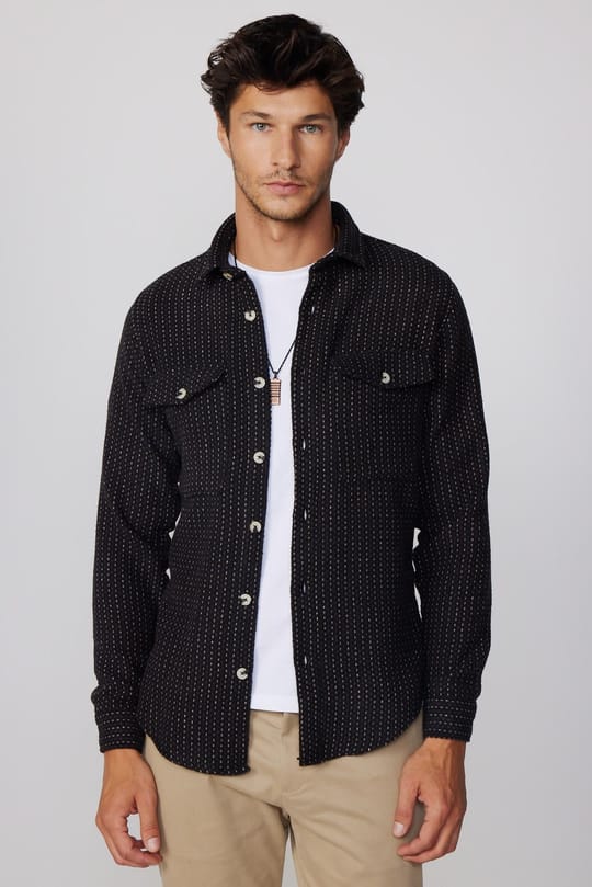 Erkek Slim Fit Dar Kesim Uzun Kollu Çizgili Çift Cepli Kışlık Oduncu Gömlek