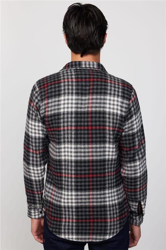 Erkek Slim Fit Dar Kesim Uzun Kollu Kareli Kışlık Oduncu Gömlek