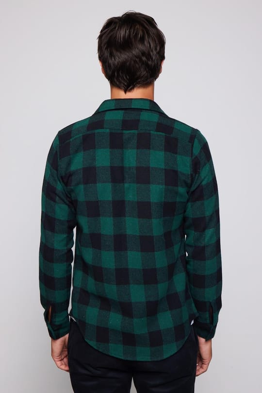 Erkek Slim Fit Dar Kesim Uzun Kollu Kareli Kışlık Oduncu Gömlek