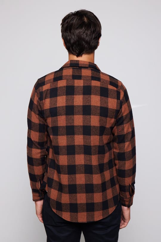 Erkek Slim Fit Dar Kesim Uzun Kollu Kareli Kışlık Oduncu Gömlek