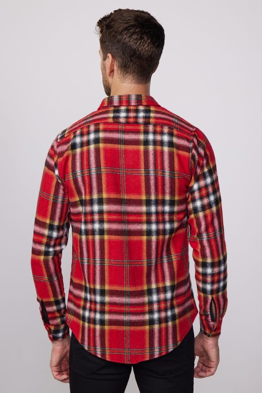 Erkek Slim Fit Dar Kesim Uzun Kollu Kareli Tek Cepli Kışlık Oduncu Gömlek