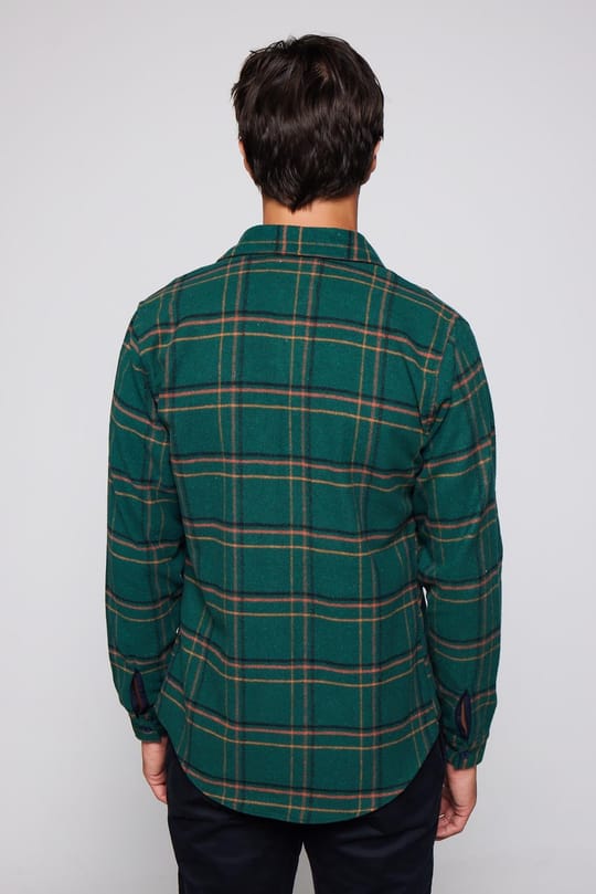 Erkek Slim Fit Dar Kesim Uzun Kollu Kareli Çift Cepli Kışlık Oduncu Gömlek
