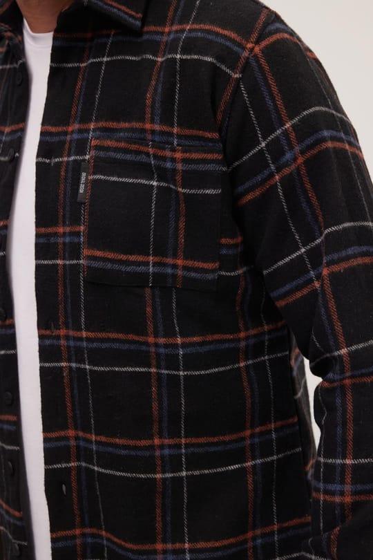 Erkek Slim Fit Dar Kesim Uzun Kollu Kareli Çift Cepli Kışlık Oduncu Gömlek