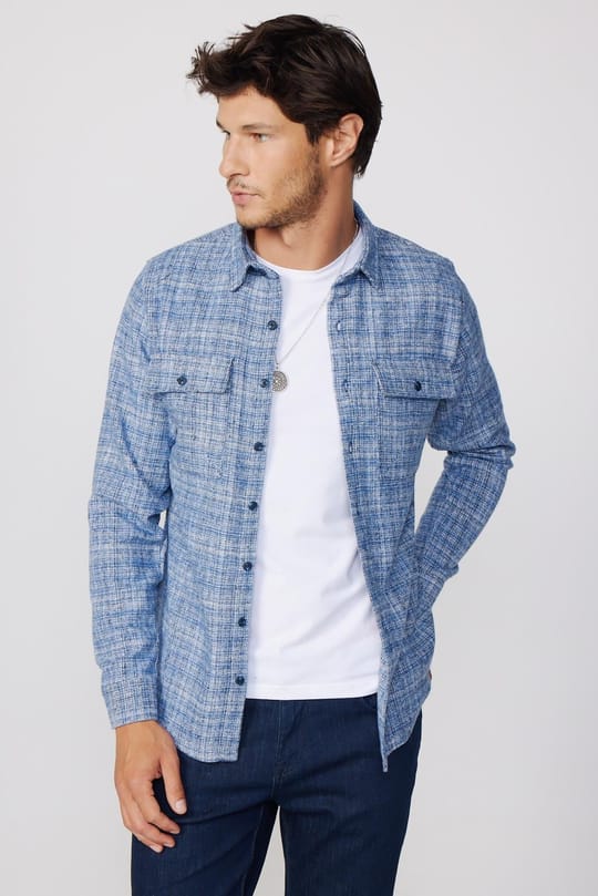 Erkek Slim Fit Dar Kesim Uzun Kollu Desenli Çift Cepli Kışlık Oduncu Gömlek