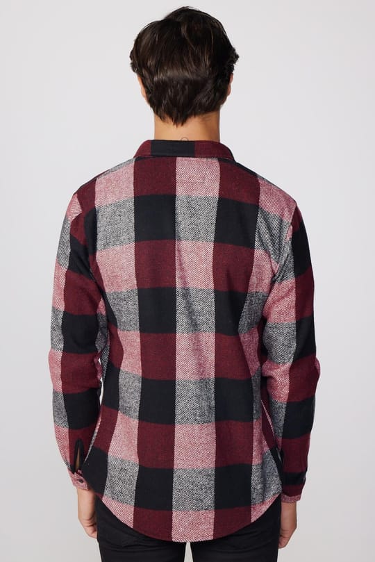 Erkek Slim Fit Dar Kesim Uzun Kollu Kareli Çift Cepli Kışlık Oduncu Gömlek