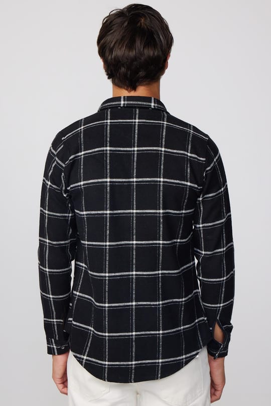Erkek Slim Fit Dar Kesim Uzun Kollu Kareli Kışlık Oduncu Gömlek