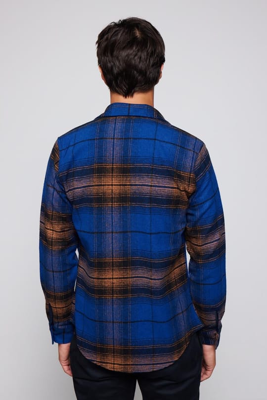 Erkek Slim Fit Dar Kesim Uzun Kollu Kareli Kışlık Oduncu Gömlek