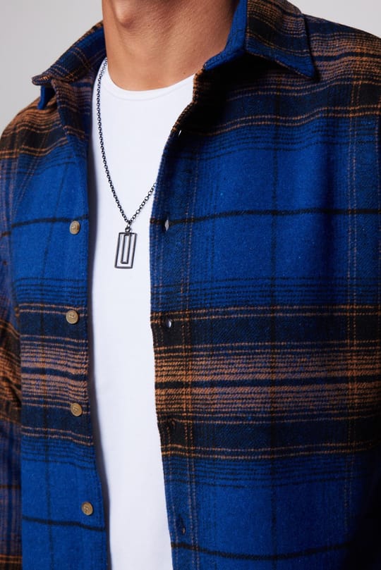 Erkek Slim Fit Dar Kesim Uzun Kollu Kareli Kışlık Oduncu Gömlek