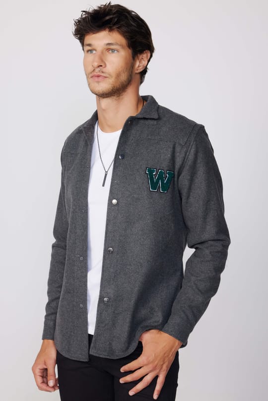Erkek Slim Fit Dar Kesim Uzun Kollu Pamuklu Düz Kışlık Oduncu Gri Gömlek