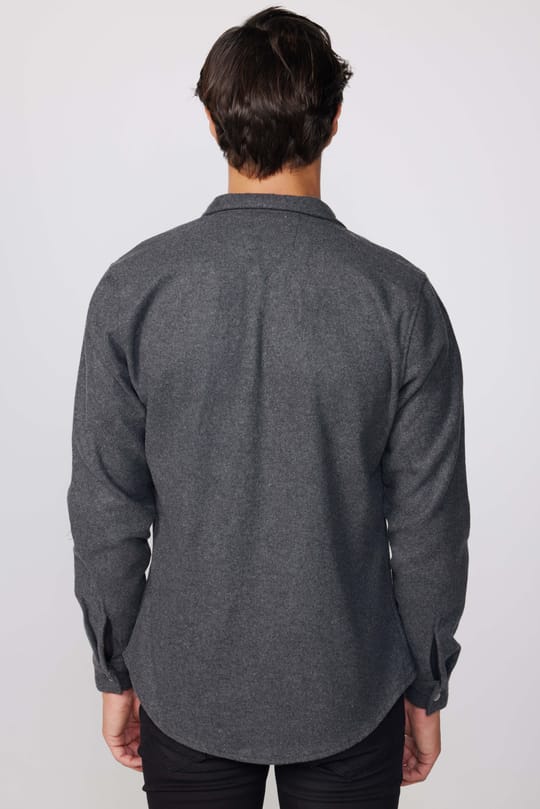 Erkek Slim Fit Dar Kesim Uzun Kollu Pamuklu Düz Kışlık Oduncu Gri Gömlek