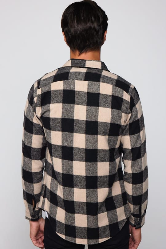 Erkek Slim Fit Dar Kesim Uzun Kollu Kareli Kışlık Oduncu Gömlek