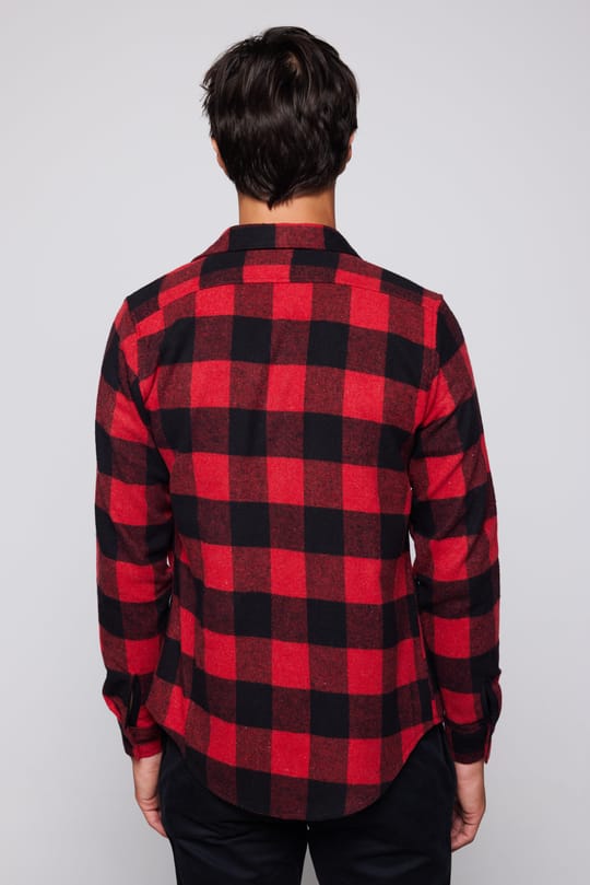 Erkek Slim Fit Dar Kesim Uzun Kollu Kareli Kışlık Oduncu Gömlek