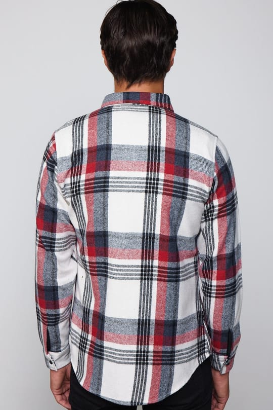 Erkek Slim Fit Dar Kesim Uzun Kollu Pamuklu Kareli Kışlık Oduncu Düğmeli Yaka Gömlek
