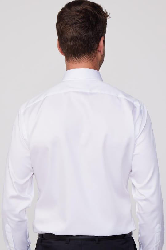 Slim Fit Beyaz Non-Iron %100 Pamuk Doğa Dostu Ekoteks Belgeli Ütü Gerektirmez Gömlek