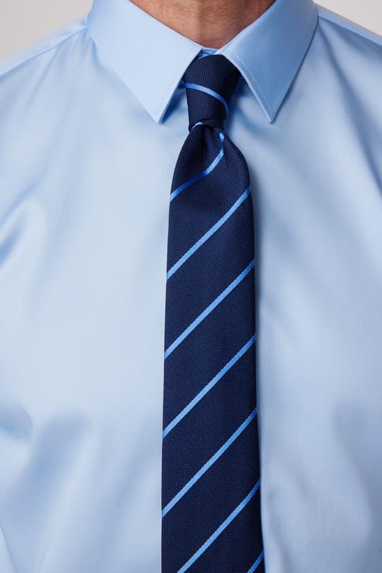 Slim Fit Mavi Non-Iron %100 Pamuk Doğa Dostu Ekoteks Belgeli Ütü Gerektirmez Gömlek