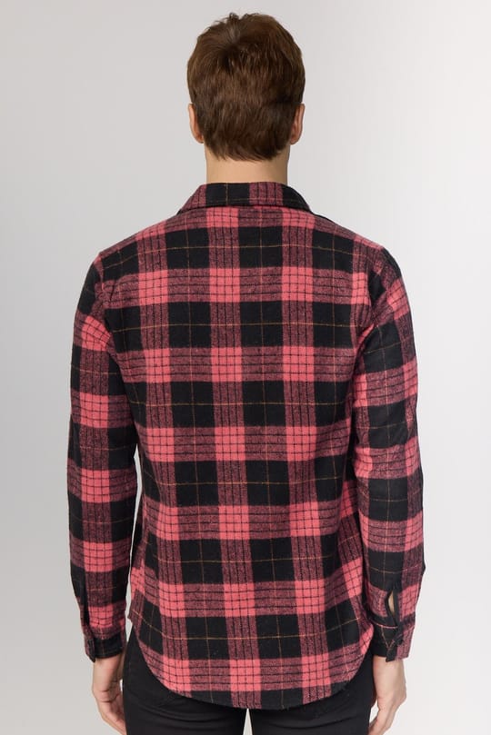 Erkek Slim Fit Dar Kesim Uzun Kollu Kareli Kışlık Oduncu Gömlek