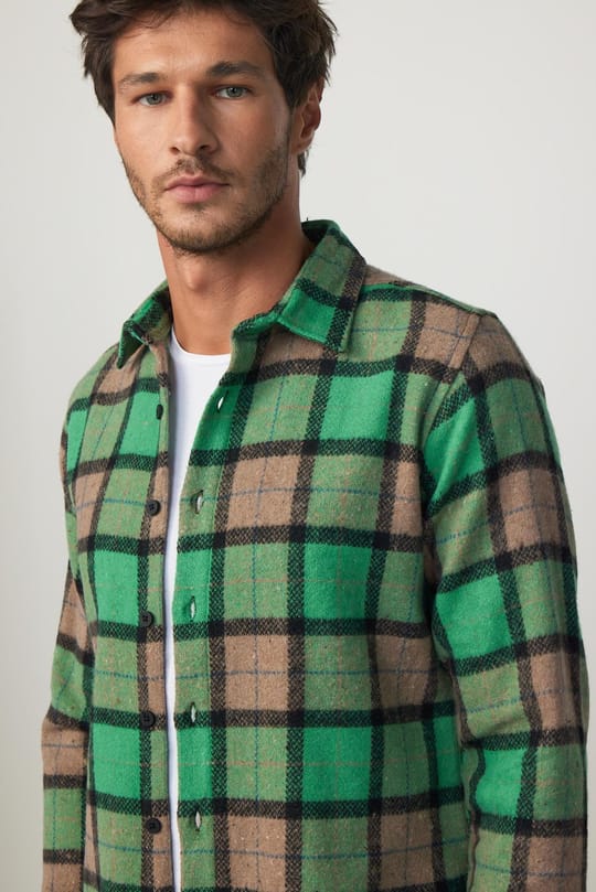 Erkek Slim Fit Dar Kesim Uzun Kollu Kareli Kışlık Oduncu Gömlek