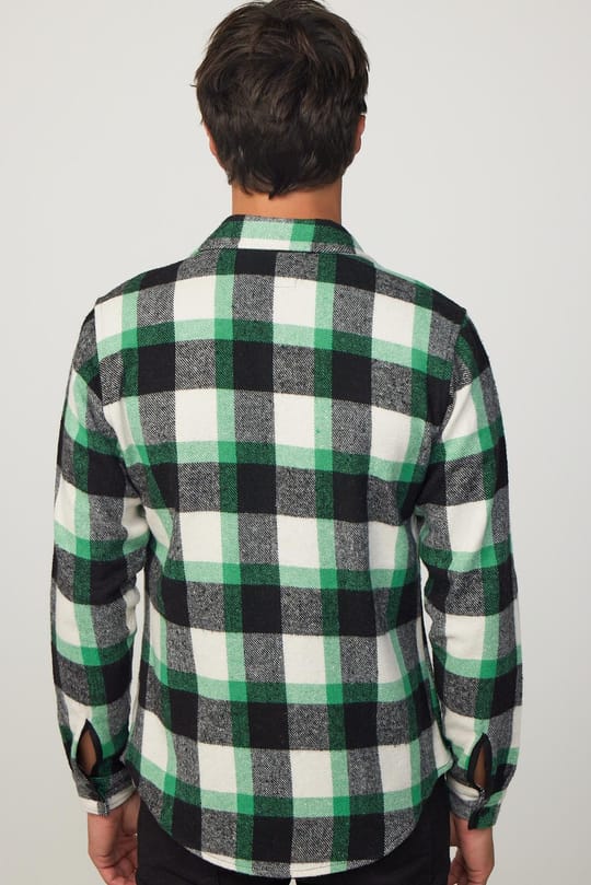 Erkek Slim Fit Dar Kesim Uzun Kollu Kareli Kışlık Oduncu Gömlek