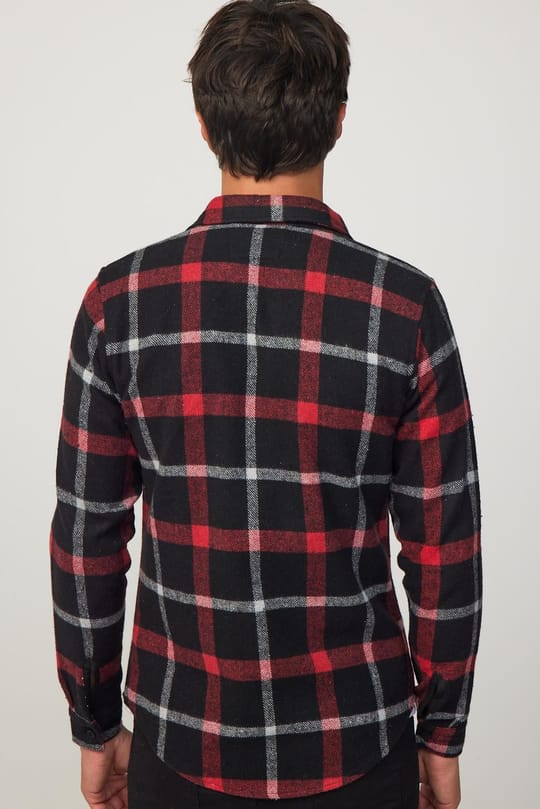 Erkek Slim Fit Dar Kesim Uzun Kollu Kareli Kışlık Oduncu Gömlek