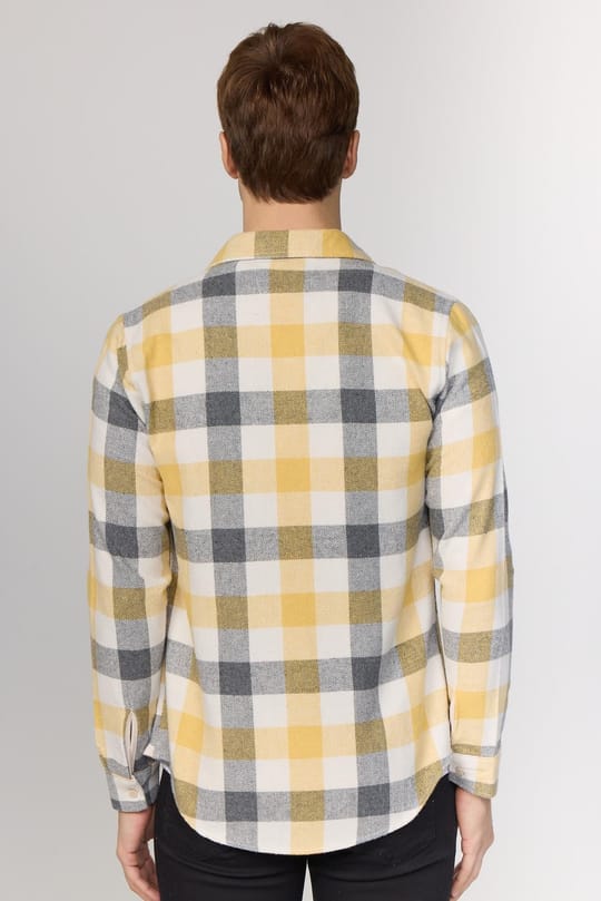 Erkek Slim Fit Dar Kesim Uzun Kollu Kareli Kışlık Oduncu Gömlek