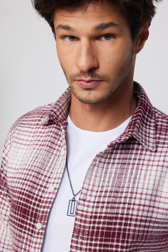 Erkek Slim Fit Dar Kesim Uzun Kollu Kareli Kışlık Oduncu Gömlek