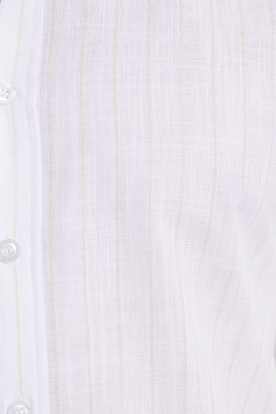 Erkek Slim Fit Dar Kesim Uzun Kollu %100 Pamuk Keten Doku Çizgili Gömlek