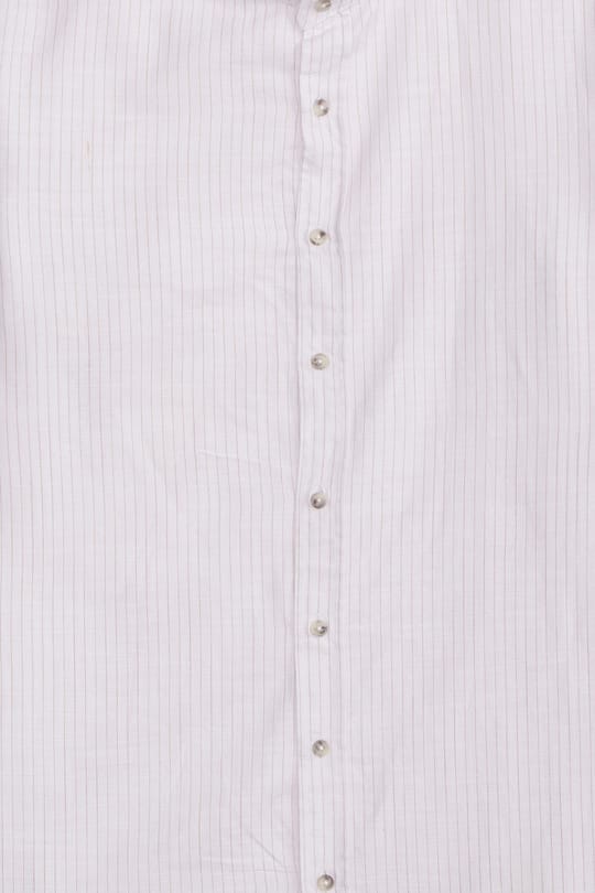 Erkek Slim Fit Dar Kesim Uzun Kollu %100 Pamuk Keten Doku Çizgili Hakim Yaka Gömlek