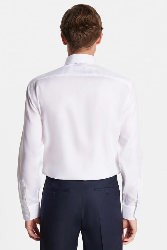 Slim Fit Beyaz Non-Iron %100 Pamuk Doğa Dostu Ekoteks Belgeli Ütü Gerektirmez Gömlek