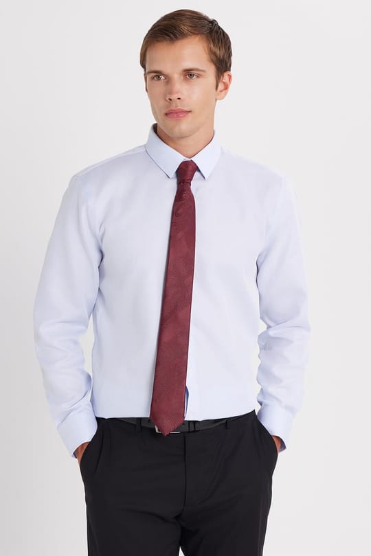 Slim Fit Mavi Non-Iron %100 Pamuk Doğa Dostu Ekoteks Belgeli Ütü Gerektirmez Gömlek