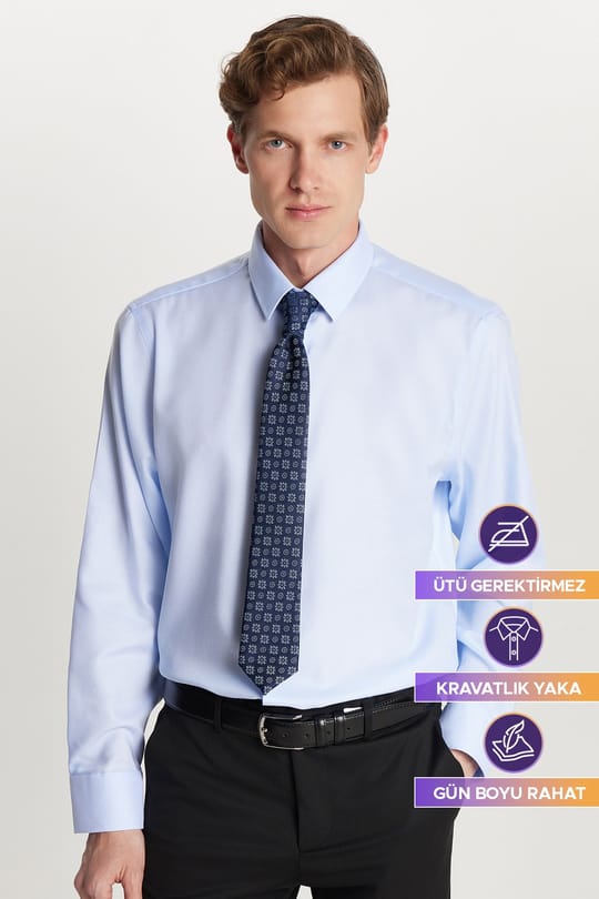 Slim Fit Beyaz Non-Iron %100 Pamuk Doğa Dostu Ekoteks Belgeli  Gömlek