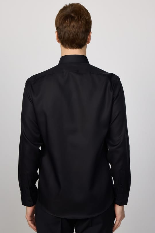 Slim Fit Siyah Non-Iron %100 Pamuk Doğa Dostu Ekoteks Belgeli Ütü Gerektirmez Gömlek