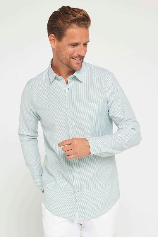 Erkek Slim Fit Dar Kesim Kısa Kollu %100 Pamuk Keten Doku Düğmeli Yaka Gömlek