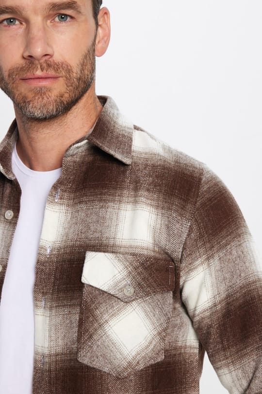 Erkek Slim Fit Dar Kesim Çift Cepli Kareli Kışlık Oduncu Gömlek