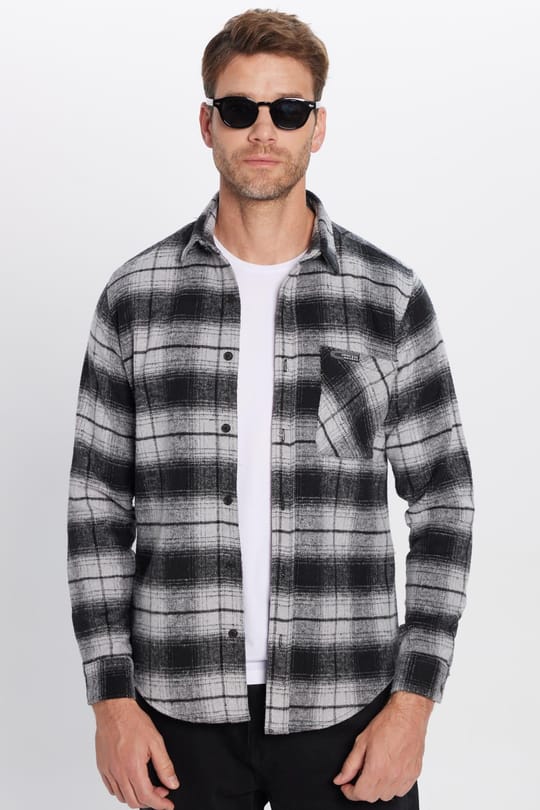 Erkek Slim Fit Dar Kesim Oduncu Tek Cepli Kareli Kışlık Gömlek