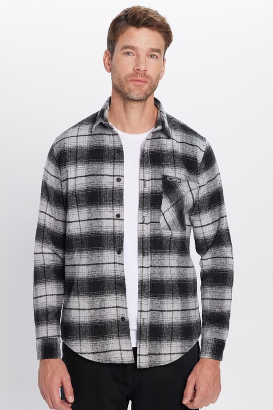 Erkek Slim Fit Dar Kesim Oduncu Tek Cepli Kareli Kışlık Gömlek