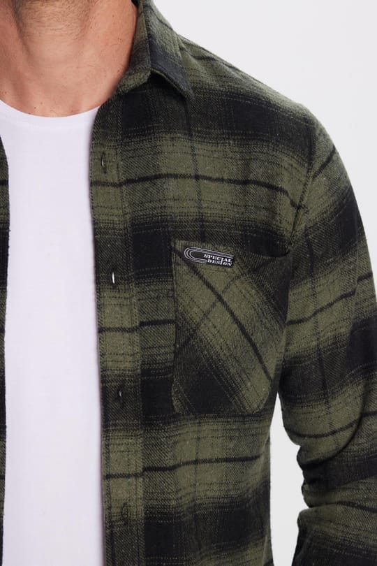 Erkek Slim Fit Dar Kesim Oduncu Tek Cepli Kareli Kışlık Gömlek