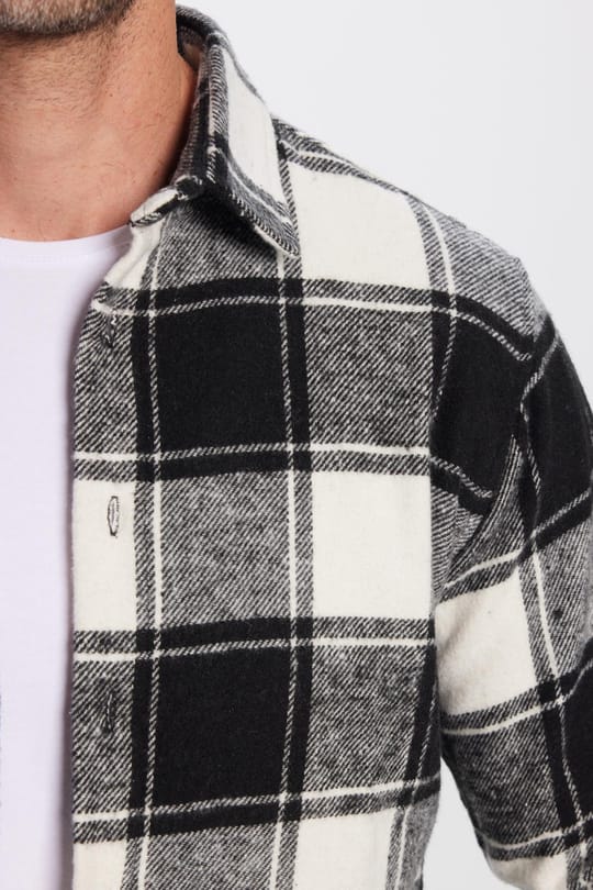 Erkek Slim Fit Dar Kesim Oduncu Kareli Kışlık Gömlek