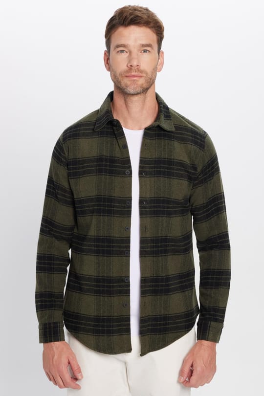 Erkek Slim Fit Dar Kesim Uzun Kollu Pamuklu Etnik Desen Kışlık Oduncu Gömlek