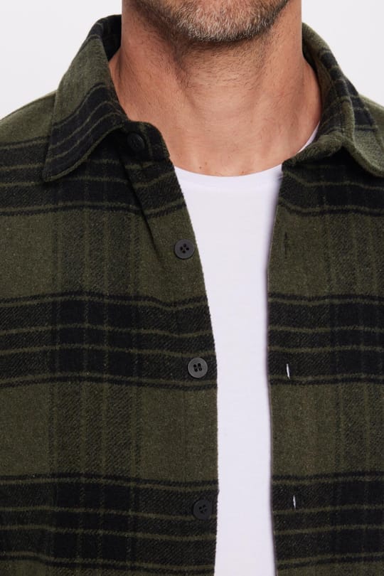 Erkek Slim Fit Dar Kesim Uzun Kollu Pamuklu Etnik Desen Kışlık Oduncu Gömlek