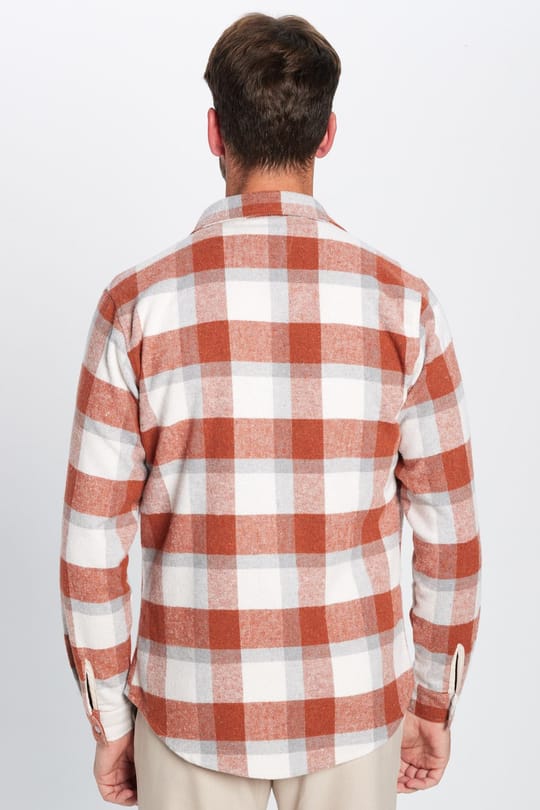 Erkek Slim Fit Dar Kesim Oduncu Tek Cepli Kareli Kışlık Gömlek