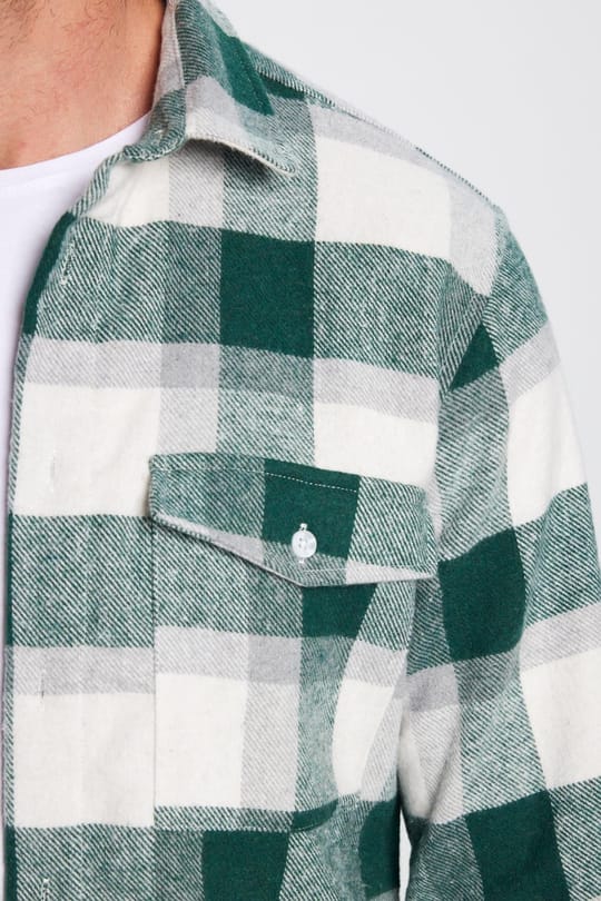 Erkek Slim Fit Dar Kesim Oduncu Tek Cepli Kareli Kışlık Gömlek