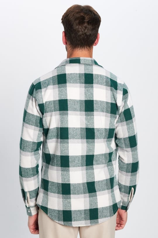 Erkek Slim Fit Dar Kesim Oduncu Tek Cepli Kareli Kışlık Gömlek