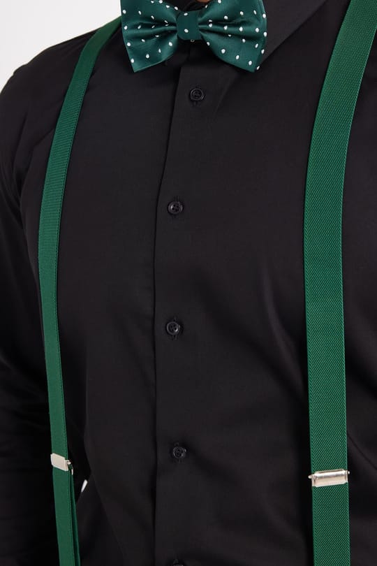 Erkek Slim Fit  Premium Likralı Pamuk Saten Siyah Gömlek