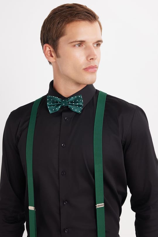 Erkek Slim Fit  Premium Likralı Pamuk Saten Siyah Gömlek