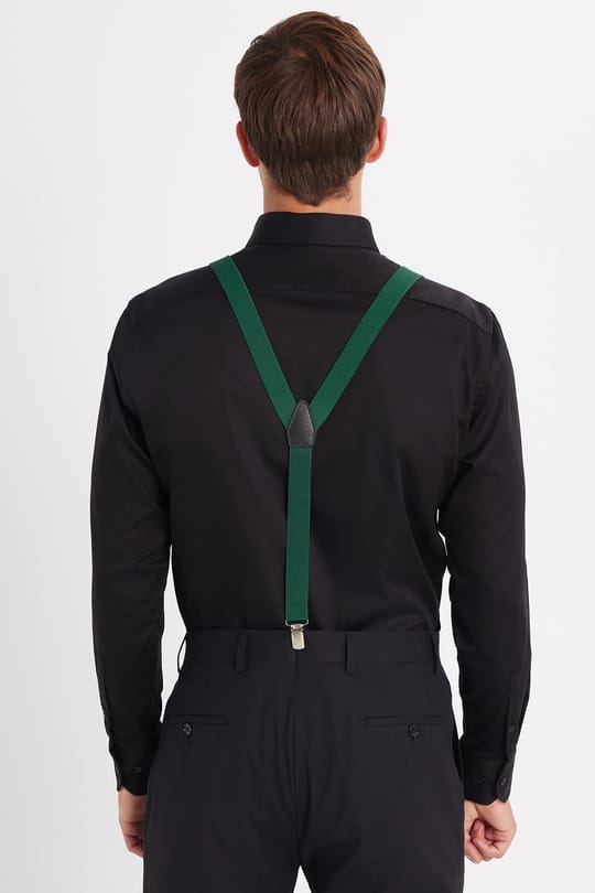 Erkek Slim Fit  Premium Likralı Pamuk Saten Siyah Gömlek